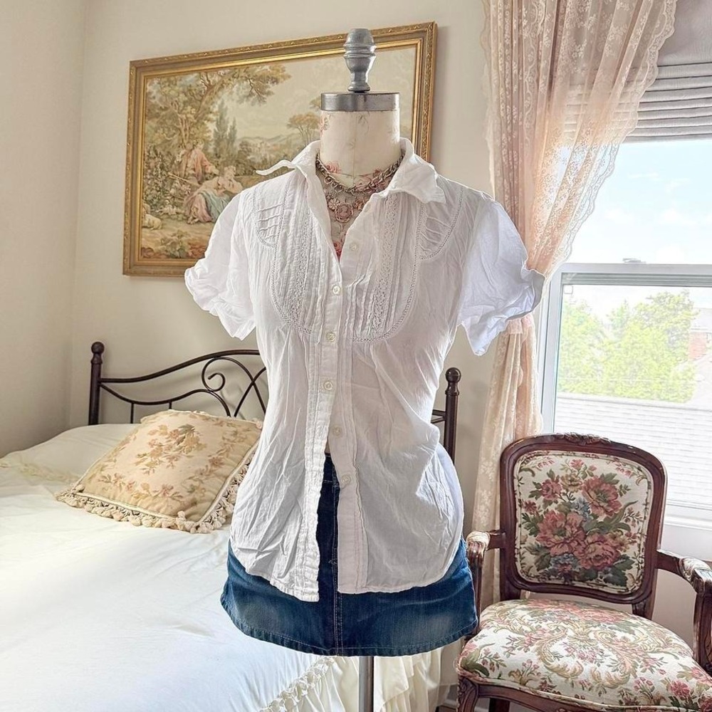 White peasant top ‎ Y2K Bandolino white peasant top